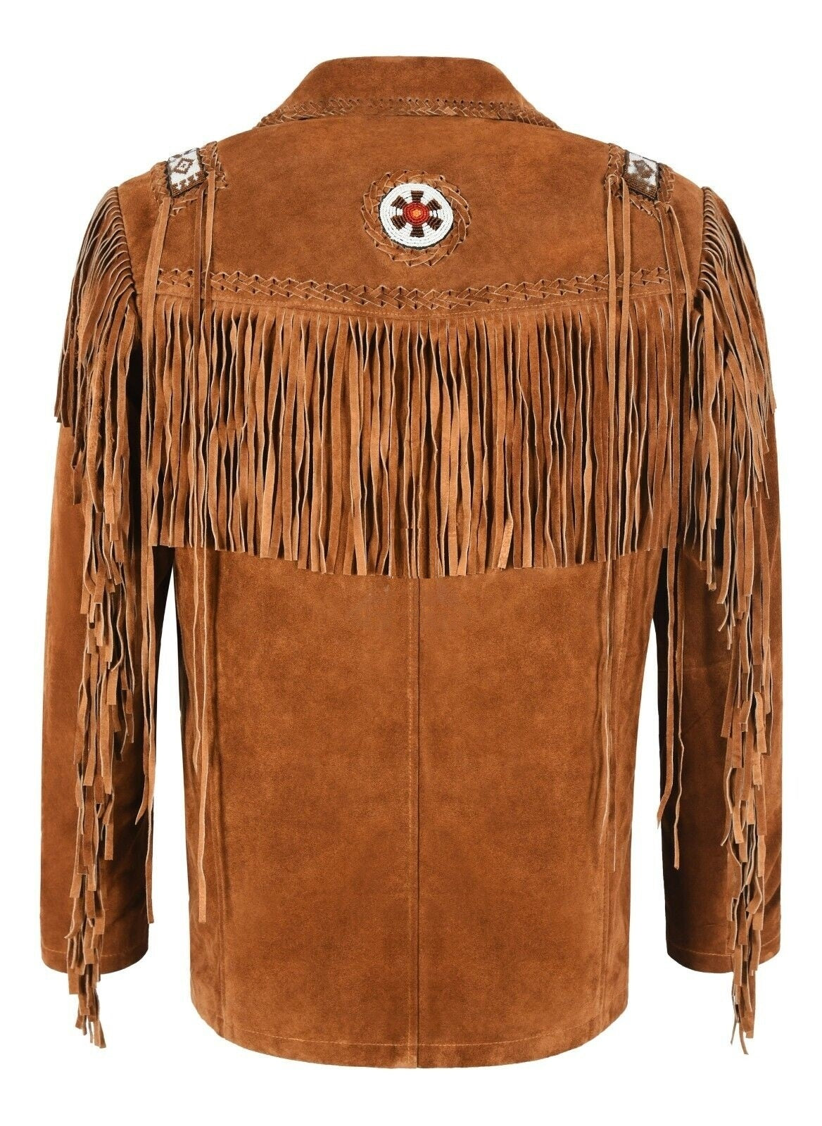 Western Fringe Brown Suede Leather Jackets for Men MWJ701