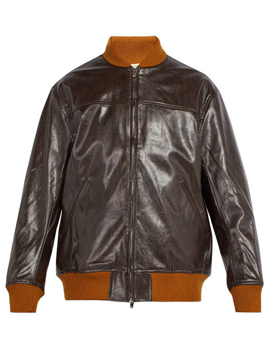 Brown Leather Bomber Jacket for Men Fashion Jacket LBJ101