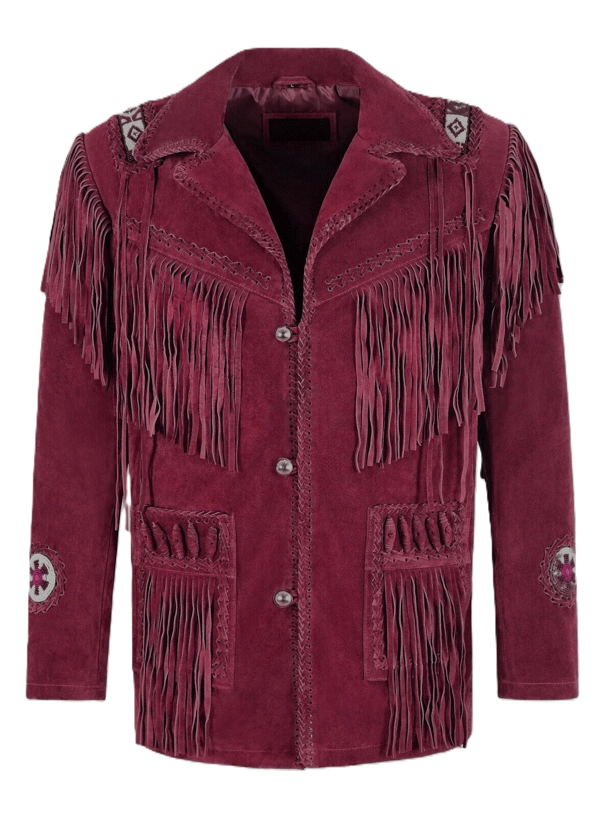 Western Fringe Brown Suede Leather Jacket for Men MWJ706