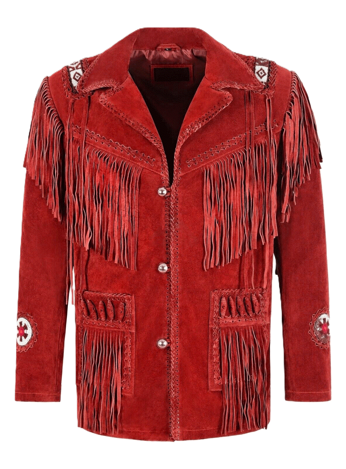 Western Fringe Golden Brown Suede Leather Jacket for Men MWJ791