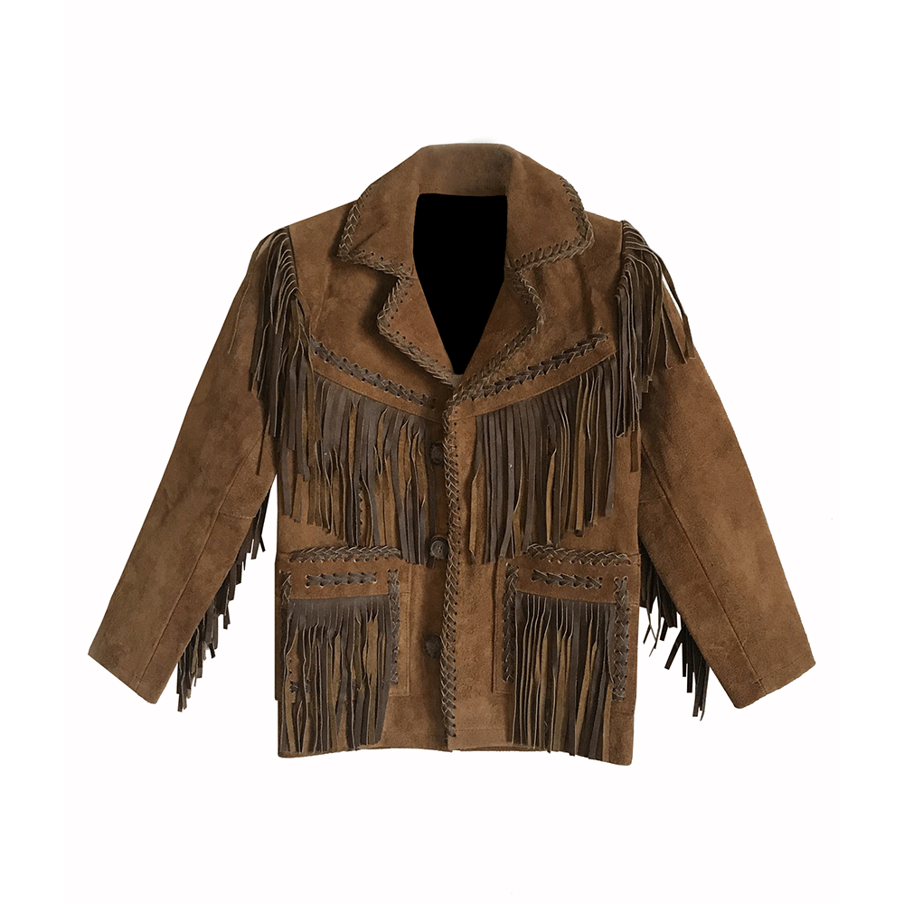 Western Brown Suede Fringe Leather Jacket for Men MWJ767