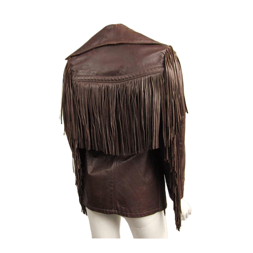 Western Dark Brown Leather Fringe Jacket for Men MWJ751