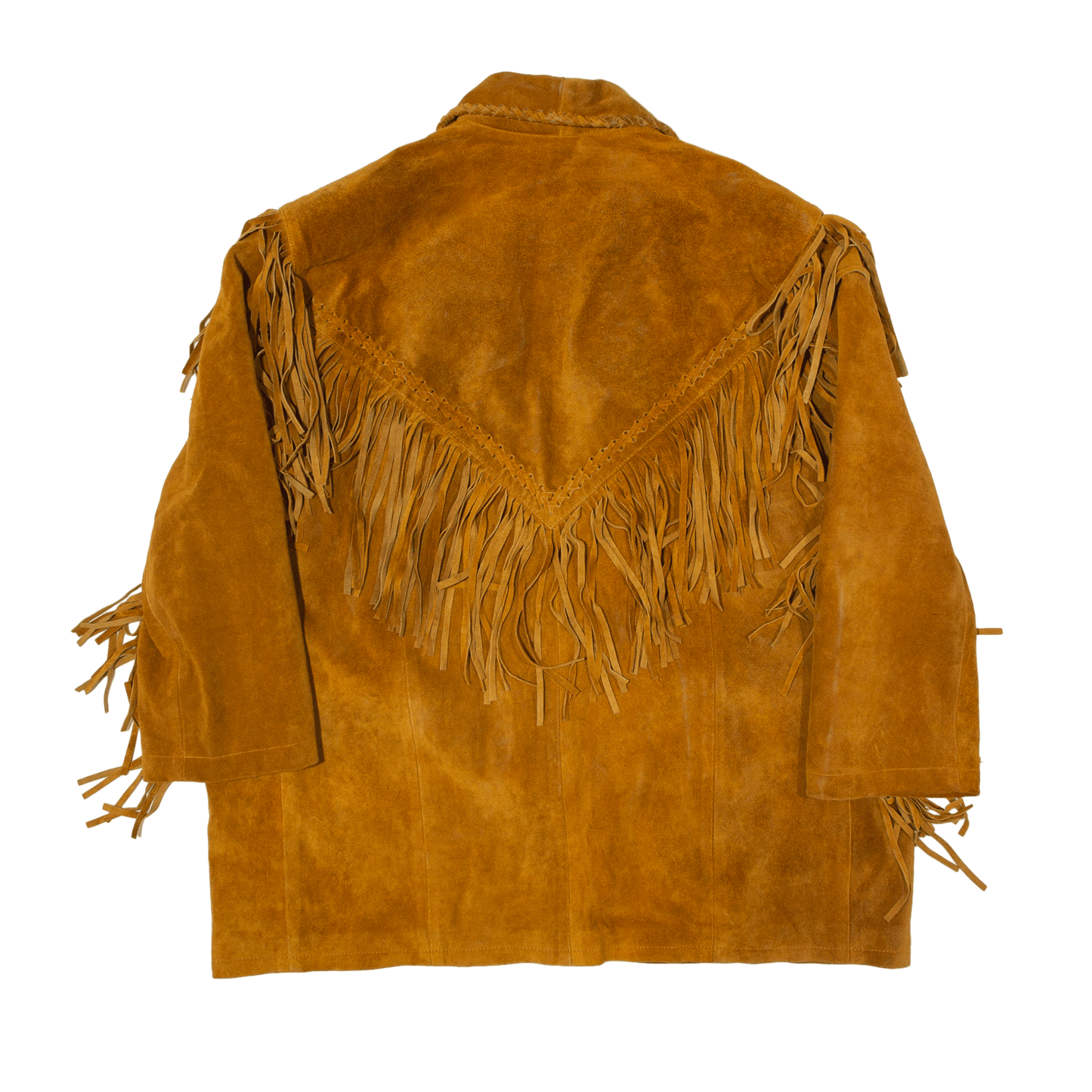 Western Fringe Brown Suede Leather Jacket for Men MWJ731