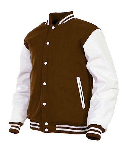 Brown Wool Bomber Jacket for Men Varsity Jacket MVJ101