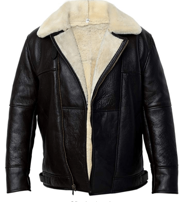 B3 Bomber Pilot Real Shearling Black Sheepskin Leather Jacket SRJ501