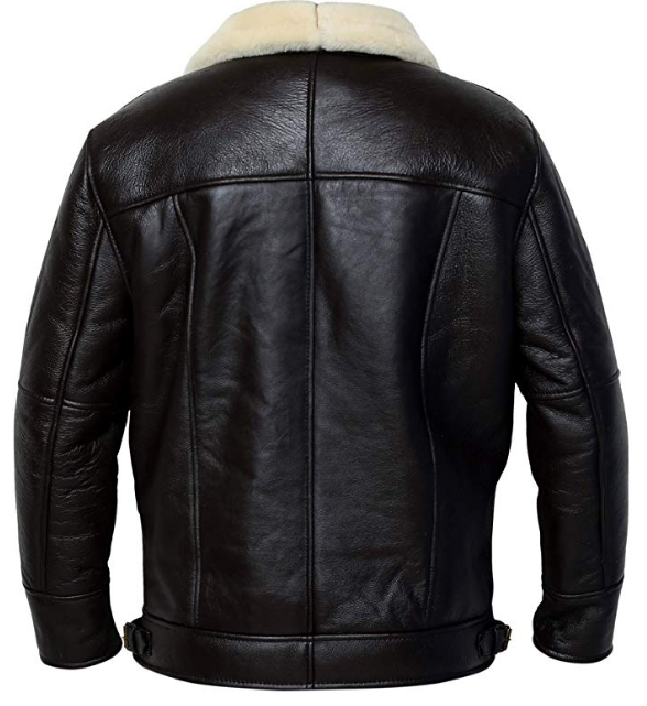 B3 Bomber Pilot Real Shearling Black Sheepskin Leather Jacket SRJ501