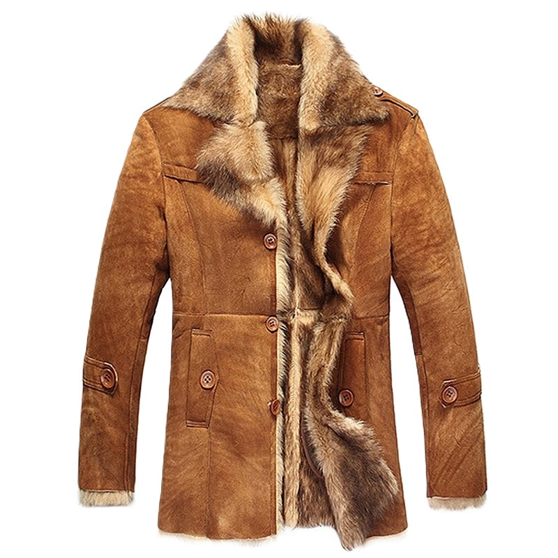 Real Shearling Brown Sheepskin Leather Jacket Coat SRJ505