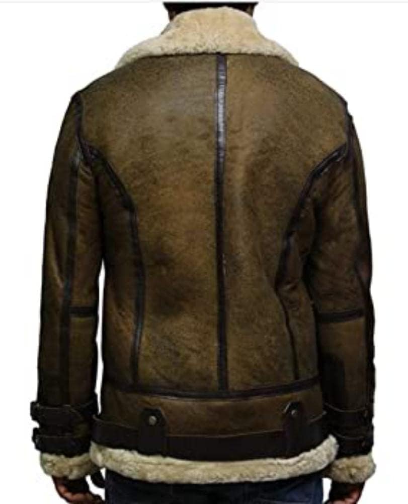 B3 Bomber Pilot Real Shearling Brown Sheepskin Leather Jacket SRJ506